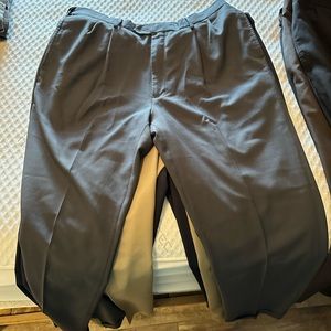 Haggar Mens Dress Pant. 36x32. 3 black and 1 each of khaki, grey, navy, brown.